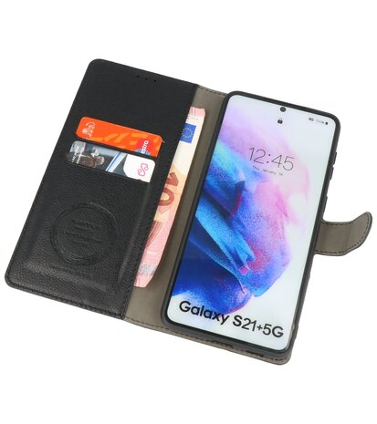 Book Case Pasjeshouder Telefoonhoesje voor Samsung Galaxy S21 Plus Zwart