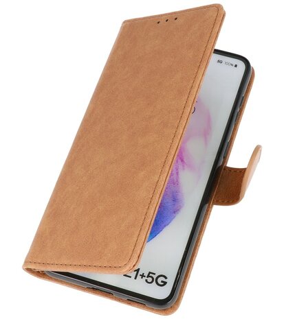 Booktype Wallet Case Telefoonhoesje voor Samsung Galaxy S21 Plus - Bruin