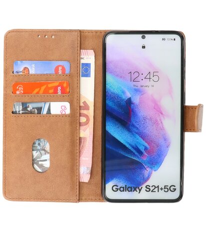 Booktype Wallet Case Telefoonhoesje voor Samsung Galaxy S21 Plus - Bruin