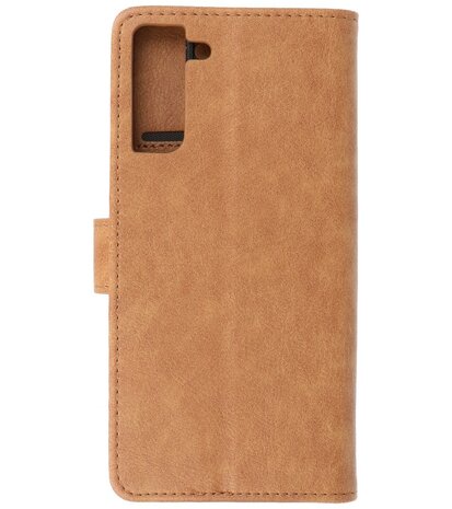 Booktype Wallet Case Telefoonhoesje voor Samsung Galaxy S21 Plus - Bruin