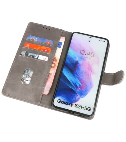 Booktype Wallet Case Telefoonhoesje voor Samsung Galaxy S21 Plus - Grijs