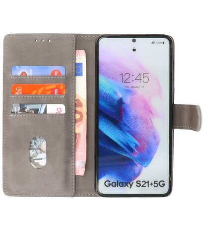 Booktype Wallet Case Telefoonhoesje voor Samsung Galaxy S21 Plus - Grijs