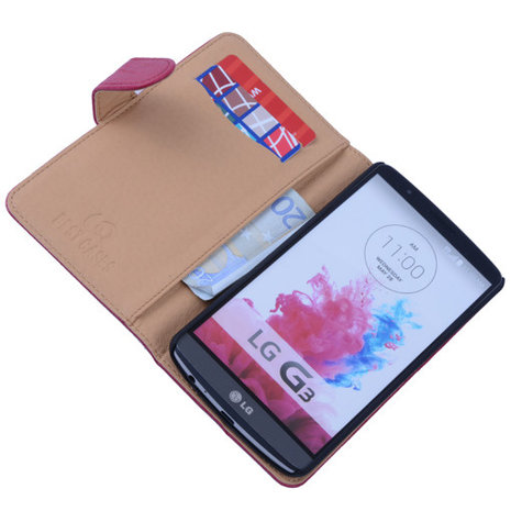 BestCases Fuchsia LG G3 Luxe Echt Lederen Booktype Hoesje 