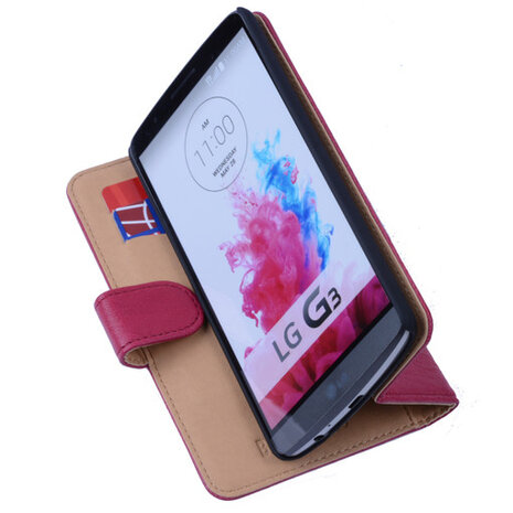 BestCases Fuchsia LG G3 Luxe Echt Lederen Booktype Hoesje 