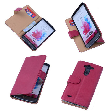 BestCases Fuchsia LG G3 Luxe Echt Lederen Booktype Hoesje 