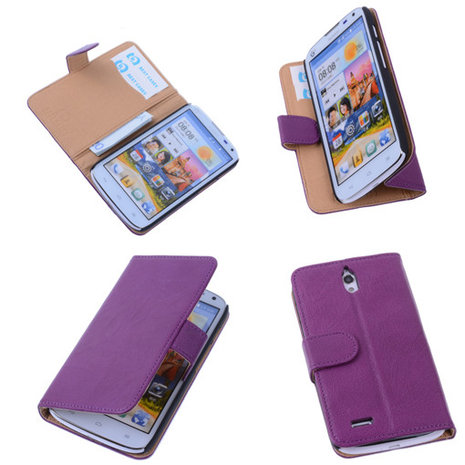 BestCases Lila Huawei Ascend G610 Luxe Echt Lederen Booktype Hoesje 