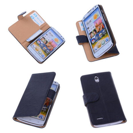 BestCases Nevy Blue  Huawei Ascend G610 Luxe Echt Lederen Booktype Hoesje 