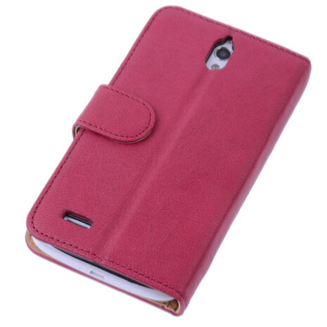 BestCases Fuchsia Huawei Ascend G610 Luxe Echt Lederen Booktype Hoesje