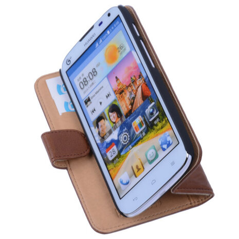 BestCases Bruin Huawei Ascend G610 Luxe Echt Lederen Booktype Hoesje