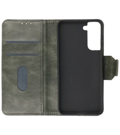 Portemonnee Wallet Case Hoesje voor Samsung Galaxy S21 - Donker Groen