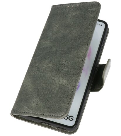 Portemonnee Wallet Case Hoesje voor Samsung Galaxy S21 - Donker Groen