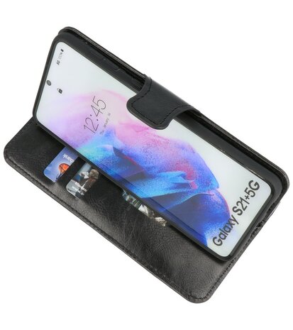 Portemonnee Wallet Case Hoesje voor Samsung Galaxy S21 Plus - Zwart