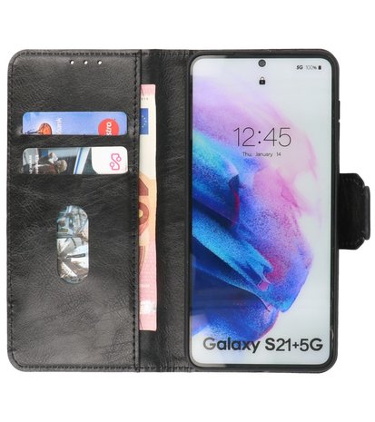 Portemonnee Wallet Case Hoesje voor Samsung Galaxy S21 Plus - Zwart