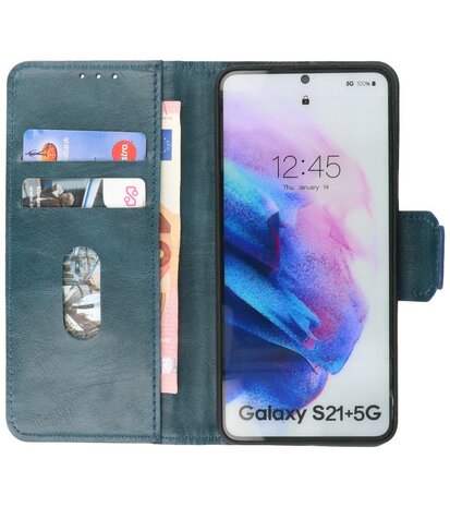 Portemonnee Wallet Case Hoesje voor Samsung Galaxy S21 Plus - Blauw
