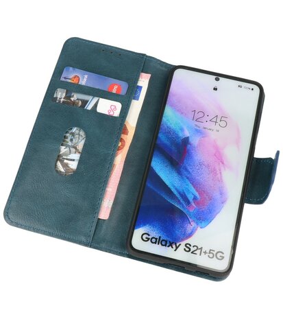 Portemonnee Wallet Case Hoesje voor Samsung Galaxy S21 Plus - Blauw