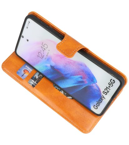 Portemonnee Wallet Case Hoesje voor Samsung Galaxy S21 Plus - Bruin