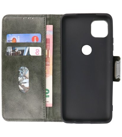 Portemonnee Wallet Case Hoesje voor Motorola Moto G 5G - Donker Groen