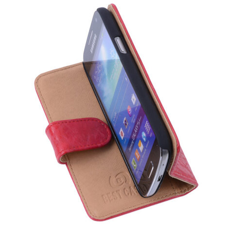 Bestcases Vintage Rood Book Cover Hoesje voor Samsung Galaxy S4 Mini i9190