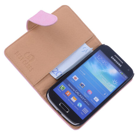 Bestcases Vintage Light Pink Book Cover Hoesje voor Samsung Galaxy S4 Mini i9190