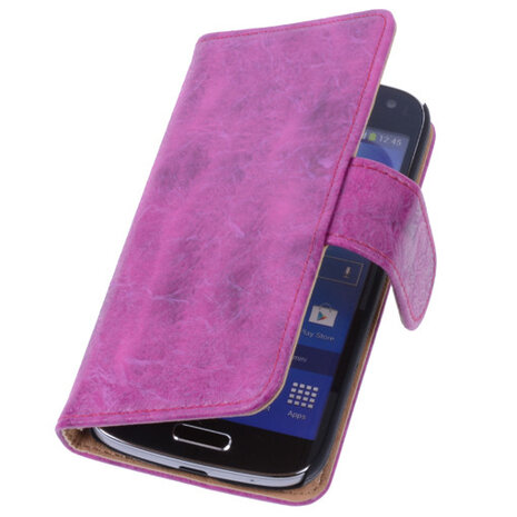 Bestcases Vintage Pink Book Cover Hoesje voor Samsung Galaxy S4 Mini i9190