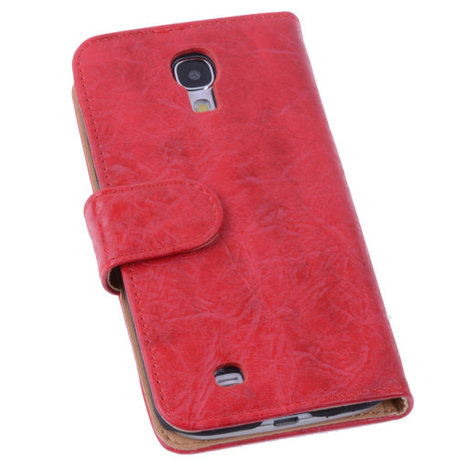 Bestcases Vintage Rood Book Cover Hoesje voor Samsung Galaxy S4 i9500