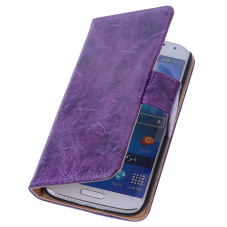 Bestcases Vintage Lila Book Cover Hoesje voor Samsung Galaxy S4 i9500