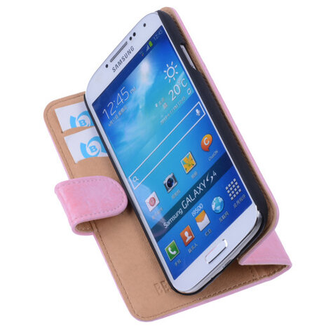 Bestcases Vintage Light Pink Book Cover Hoesje voor Samsung Galaxy S4 i9500