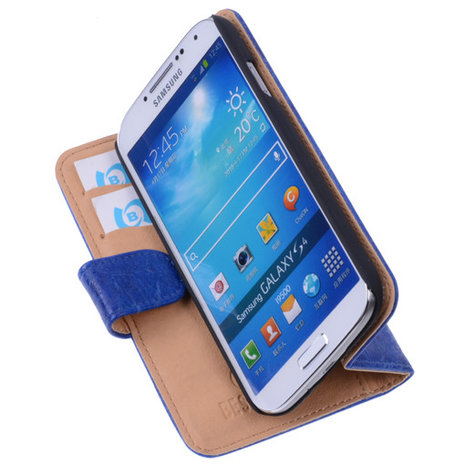 Bestcases Vintage Blauw Book Cover Hoesje voor Samsung Galaxy S4 i9500