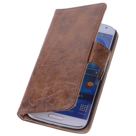 Bestcases Vintage Bruin Book Cover Hoesje voor Samsung Galaxy S4 i9500