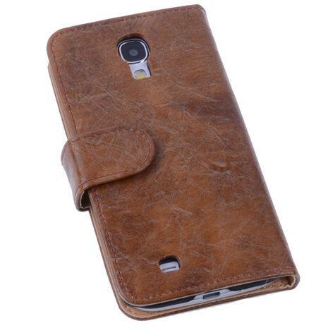 Bestcases Vintage Bruin Book Cover Hoesje voor Samsung Galaxy S4 i9500