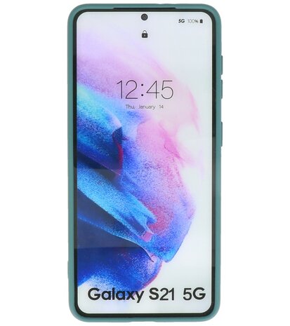 2.0mm Dikke Fashion Backcover Telefoonhoesje voor Samsung Galaxy S21 - Donker Groen