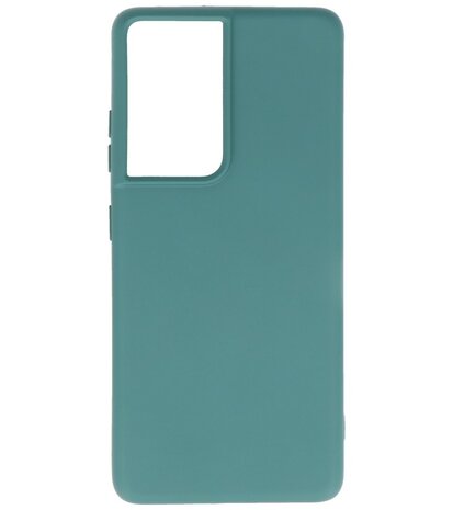 2.0mm Dikke Fashion Backcover Telefoonhoesje voor Samsung Galaxy S21 Ultra - Donker Groen