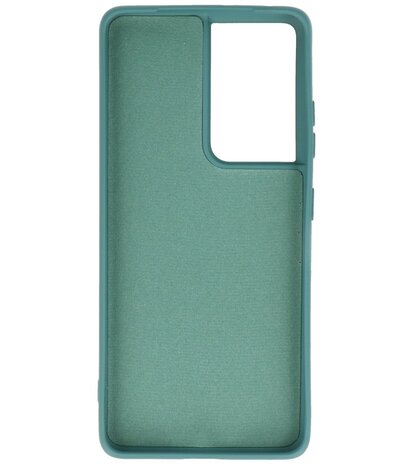 2.0mm Dikke Fashion Backcover Telefoonhoesje voor Samsung Galaxy S21 Ultra - Donker Groen