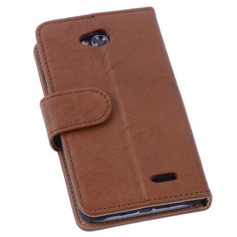 BestCases Bruin Luxe Echt Lederen Booktype Hoesje voor LG L70