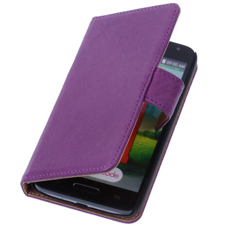 BestCases Lila Luxe Echt Lederen Booktype Hoesje voor LG L70