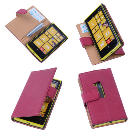 BestCases Stand Fuchsia Luxe Echt Lederen Book Wallet Hoesje Nokia Lumia 920