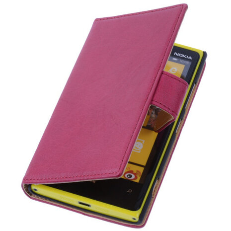 BestCases Stand Fuchsia Echt Lederen Book Wallet Hoesje voor Nokia Lumia 920