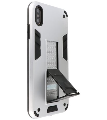 Tough Armor Hardcase Met Standfunctie Hoesje voor iPhone Xs - Zilver