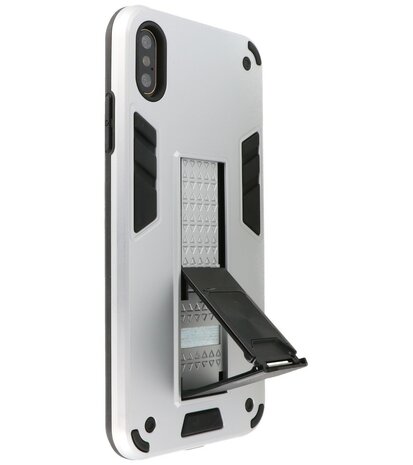 Tough Armor Hardcase Met Standfunctie Hoesje voor iPhone Xs Max - Zilver