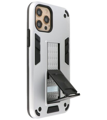 Tough Armor Hardcase Met Standfunctie Hoesje voor iPhone 12 - 12 Pro - Zilver