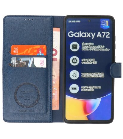 Book Case Pasjeshouder Telefoonhoesje voor Samsung Galaxy A72 / A72 5G - Navy