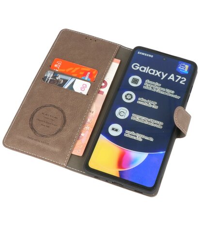 Book Case Pasjeshouder Telefoonhoesje voor Samsung Galaxy A72 / A72 5G - Grijs