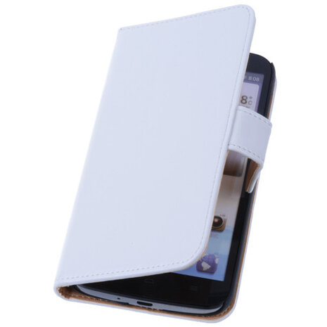 PU Leder Wit Hoesje voor Huawei Ascend G730 Book/Wallet Case/Cover