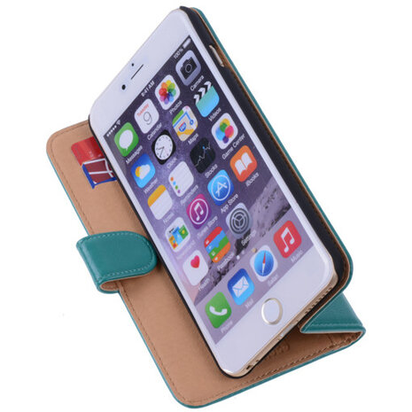 PU Leder Groen iPhone 6 Plus Book/Wallet Case/Cover