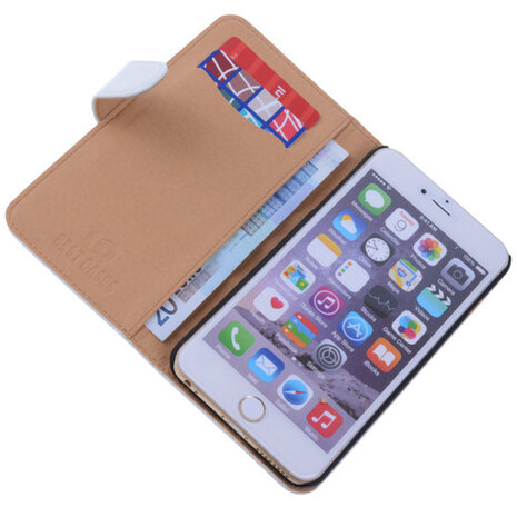 PU Leder Wit iPhone 6 Plus Book/Wallet Case/Cover