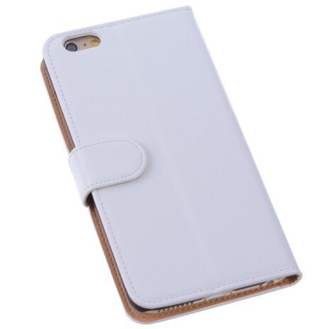 PU Leder Wit iPhone 6 Plus Book/Wallet Case/Cover