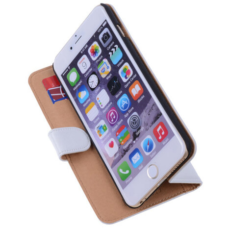 PU Leder Wit iPhone 6 Plus Book/Wallet Case/Cover