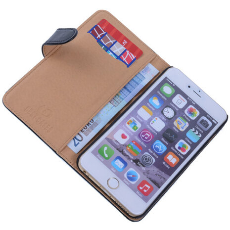 PU Leder Zwart iPhone 6 Plus Book/Wallet Case/Cover