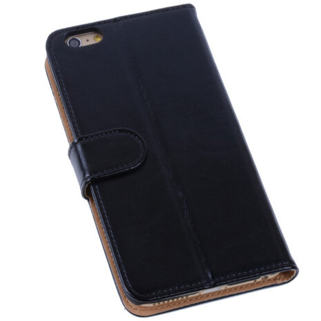 PU Leder Zwart iPhone 6 Plus Book/Wallet Case/Cover