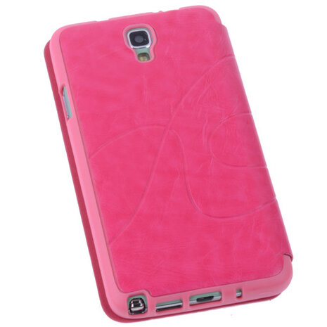 Pink TPU Book Case Flip Cover Motief Hoesje voor Samsung Galaxy Note 3 Neo